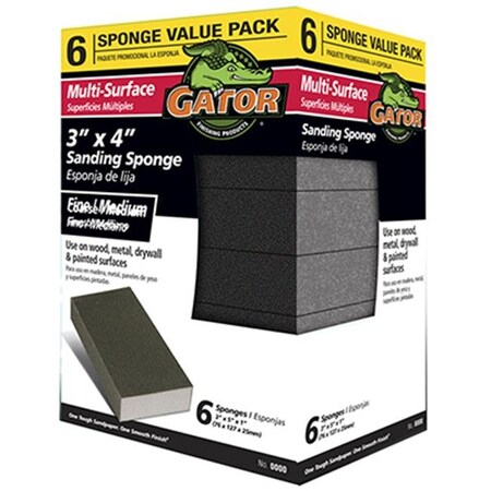 Gator Finishing Ali Industries 4200 3 x 4 in. Medium & Coarse Sanding Sponge; 6 Pack 187562